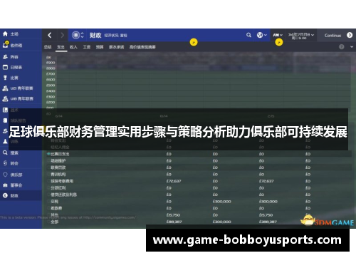 足球俱乐部财务管理实用步骤与策略分析助力俱乐部可持续发展