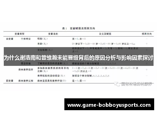为什么谢浩南和曾维瀚未能晋级背后的原因分析与影响因素探讨