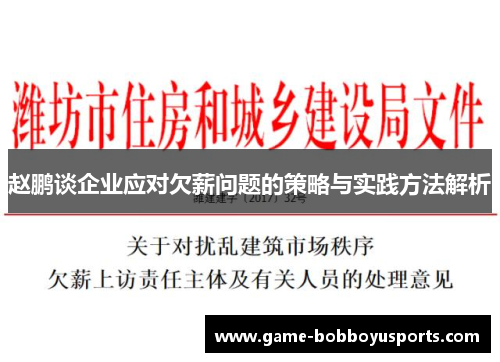 赵鹏谈企业应对欠薪问题的策略与实践方法解析