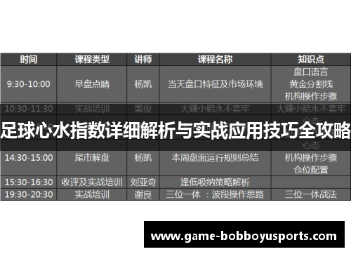 足球心水指数详细解析与实战应用技巧全攻略